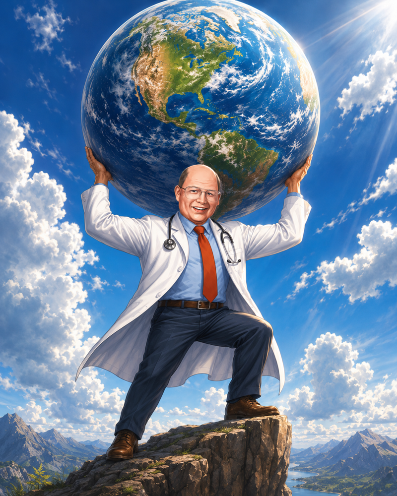 Dr. Miltie carrying the world