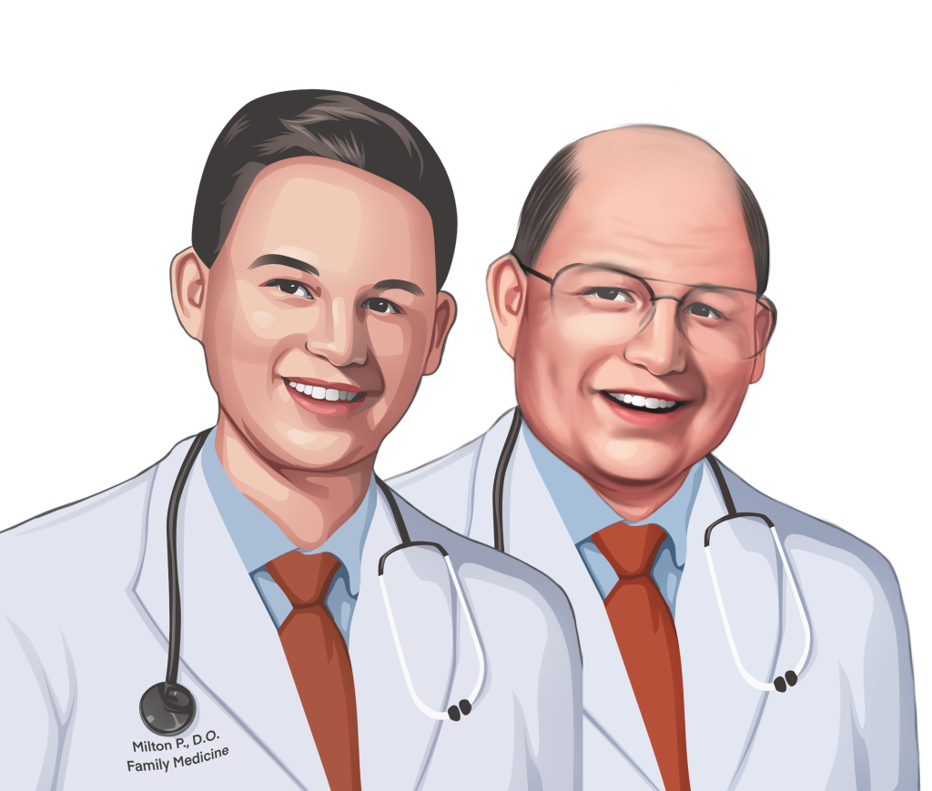 Dr. Miltie, older and younger, together